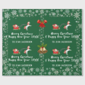 Niedlich Santa Unicorn Modernes Drehbuch personali Geschenkpapier (Flach)