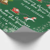 Niedlich Santa Unicorn Modernes Drehbuch personali Geschenkpapier (Ecke)