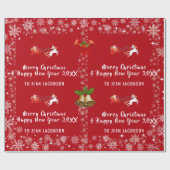 Niedlich Santa Unicorn Modernes Drehbuch personali Geschenkpapier (Flach)