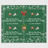 Niedlich Santa Unicorn Modernes Drehbuch personali Geschenkpapier (Flach)