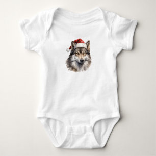 Niedlich Santa Wolf Baby Strampler