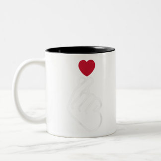 Niedlich Saranghae Korean Finger Heart K-Pop K-Dra Zweifarbige Tasse