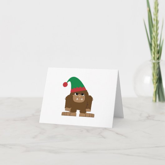 Niedlich Sasquatch Weihnachtself Feiertagskarte (Vorderseite)