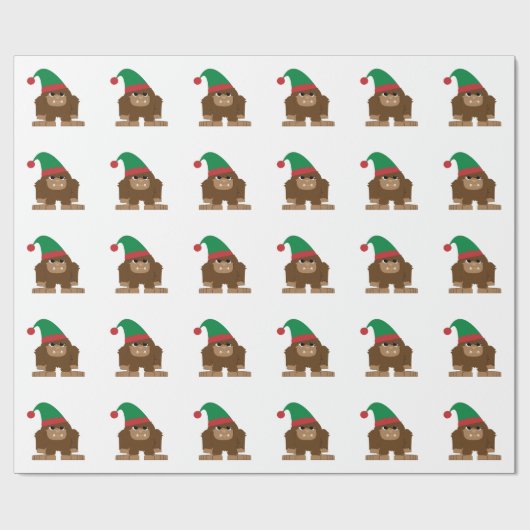 Niedlich Sasquatch Weihnachtself Geschenkpapier (Flach)