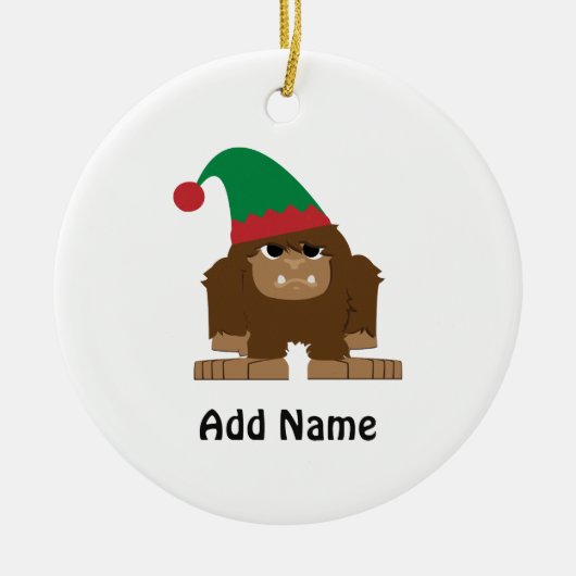 Niedlich Sasquatch Weihnachtself Keramikornament (Vorne)