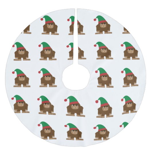Niedlich Sasquatch Weihnachtself Polyester Weihnachtsbaumdecke (Vorderseite)