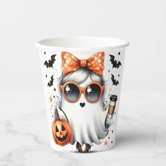 Niedlich Sassy Ghost Halloween Pappbecher (Vorderseite)