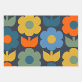 Niedlich Scandi Retro Modernes Blumenmuster Blau Geschenkpapier Set (Vorderseite 2)
