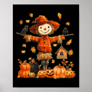 Niedlich Scarecrow Pumpkin Erntedank Halloween Hel Poster