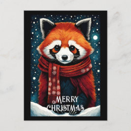 Niedlich Scarf Red Panda Snowy Winter Weihnachten Postkarte