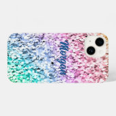 Niedlich schimmernder Rainbow-Glitzer Personalisie iPhone Hülle (Rückseite (Horizontal))