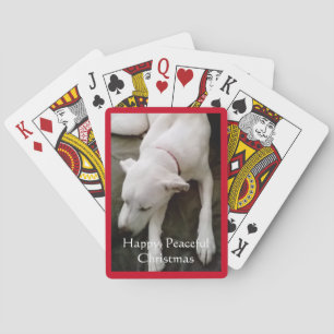Niedlich Schlafen Welpen Hund Weihnachten Rot Spielkarten