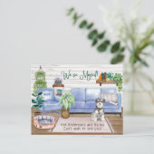 Niedlich Schnauzer Cosy New Zuhause Moving     Ankündigungspostkarte (Stehend Vorderseite)