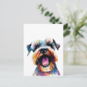 Niedlich Schnauzer - farbenfrohe Hundedesign Postkarte (Stehend Vorderseite)