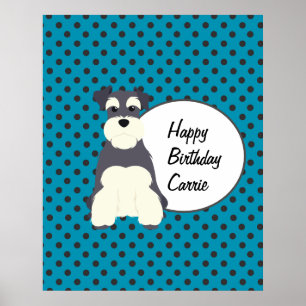 Niedlich Schnauzer und Polka Dots Geburtstag Poster