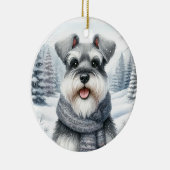 Niedlich Schnauzer Winter Wonderland Weihnachten Keramik Ornament (Rechts)