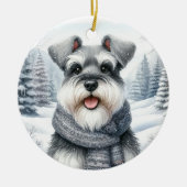 Niedlich Schnauzer Winter Wonderland Weihnachten Keramik Ornament (Vorne)