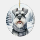 Niedlich Schnauzer Winter Wonderland Weihnachten Keramik Ornament (Links)