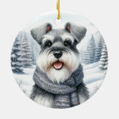 Niedlich Schnauzer Winter Wonderland Weihnachten Keramik Ornament (Hinten)