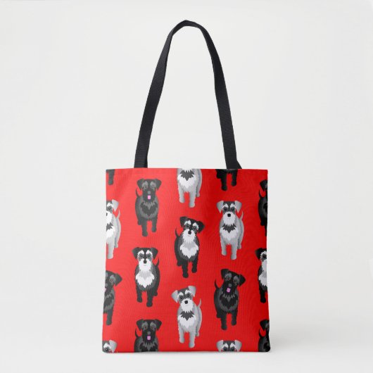 Niedlich Schnauzers Pattern Red Tasche (Vorderseite)