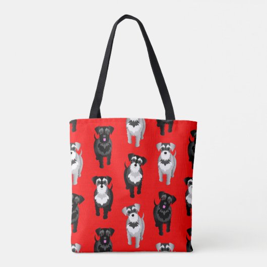 Niedlich Schnauzers Pattern Red Tasche (Rückseite)