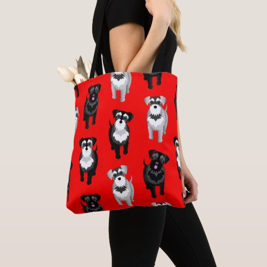 Niedlich Schnauzers Pattern Red Tasche (Von Nahem)