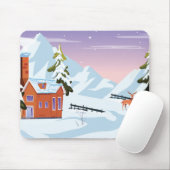 Niedlich schneebedeckte Winterlandschaft mit Hirsc Mousepad (Mit Mouse)
