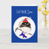 Niedlich schnell wieder gut, Skaten-Sport-Vogel Karte (Gelbe Blume)