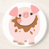 Niedlich Schokolade Cartoon Schweinefleisch Unters Sandstein Untersetzer (Vorne)