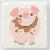 Niedlich Schokolade Cartoon Schweinestein Unterset Steinuntersetzer (Vorderseite)