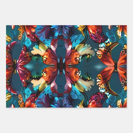 Niedlich schöne Schmetterlinge Geschenkpapier Set (Vorderseite 2)