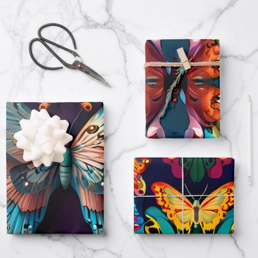Niedlich schöne Schmetterlinge Geschenkpapier Set (Vorderseite)