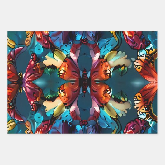 Niedlich schöne Schmetterlinge Geschenkpapier Set (Vorderseite 3)