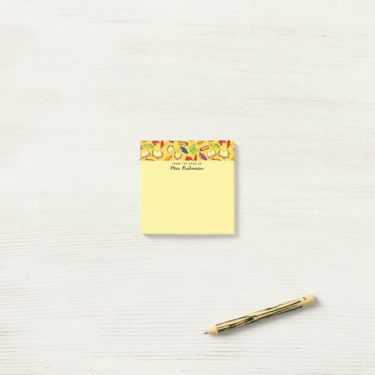 Niedlich School Books Teacher Desk Gelb 3 x 3 Post-it Klebezettel (Auf Schreibtisch)