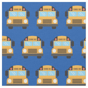 Niedlich School Bus Fahrer Royal Blue Muster Stoff