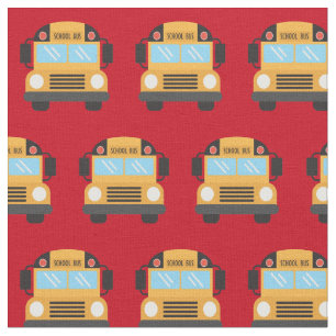 Niedlich School Bus Red Muster Stoff