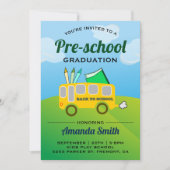 Niedlich School Bus Vorschule Abschluss Einladung (Vorderseite)