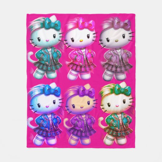 Niedlich School Girl Baby Kitty Fuchsia Fleece Bla (Vorderseite)