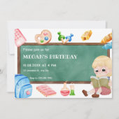 Niedlich School Girl Chalkboard Geburtstag Einladung (Vorderseite)