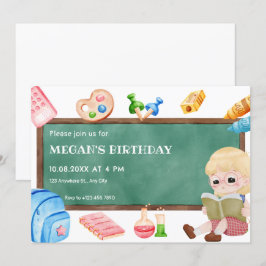 Niedlich School Girl Chalkboard Geburtstag Einladung