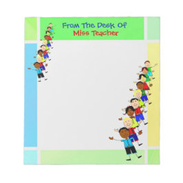 Niedlich School Kids Illustration für Lehrer Notep Notizblock