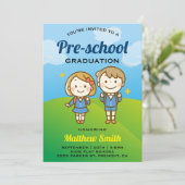 Niedlich School Kids Preschool Abschluss Einladung (Stehend Vorderseite)