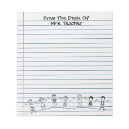 Niedlich School Kids Teacher Notepad Notizblock