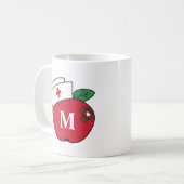 Niedlich School Nurse Apple Monogram Brown Plaster Kaffeetasse (Vorderseite Links)