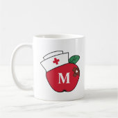 Niedlich School Nurse Apple Monogram Brown Plaster Kaffeetasse (Links)