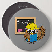 Niedlich School Student Owl Cartoon Button (Vorne & Hinten)