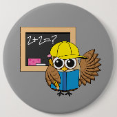 Niedlich School Student Owl Cartoon Button (Vorderseite)