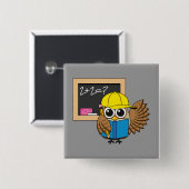 Niedlich School Student Owl Cartoon Button (Vorne & Hinten)