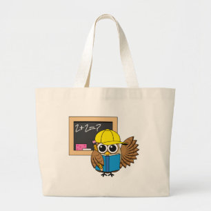 Niedlich School Student Owl Cartoon Jumbo Stoffbeutel