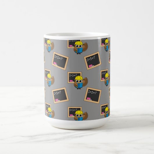 Niedlich School Student Owl Cartoon Kaffeetasse (Mittel)